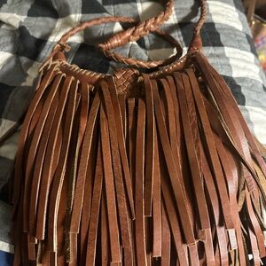 Brown Fringe Leather Bag